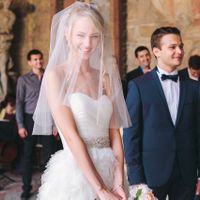 Christina & Leonid - Wedding in Vrtba Garden - Bride Is Smile on Registration