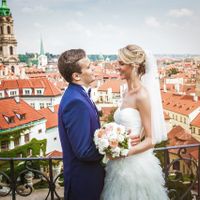 Christina & Leonid - Wedding in Vrtba Garden - Groom and Bride With Top Prague View
