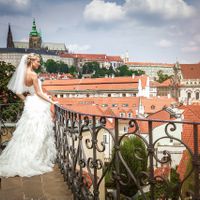 Christina & Leonid - Wedding in Vrtba Garden - Bride With Top Prague View