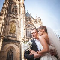 Irina & Eugene - beautiful wedding in Prague - Wedding Couple With Castle View