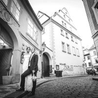 Irina & Eugene - beautiful wedding in Prague - Black and White Wedding Photo From Prague Street