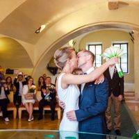 Ksenia & Mark - wedding ceremony in Old town Hall - Wedding Kiss in Prague