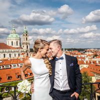 Ksenia & Mark - wedding ceremony in Old town Hall - Groom and Bride Over Prague Roofs