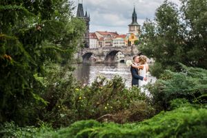 Ksenia & Mark - wedding ceremony in Old town Hall Wedding picture with Charles Bridge view