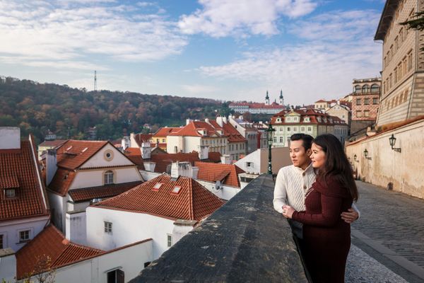 Lanisa and David with Prague view